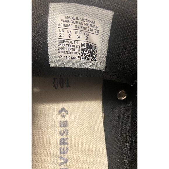 Converse‎ All Star Kids Knit Slip Sneakers Black/White Youth Size 2.5 - Picture 8 of 8